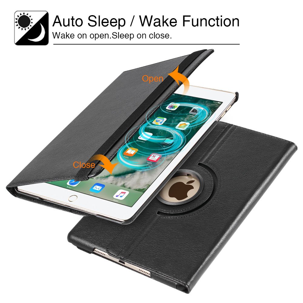 Capa Ipad Air 2 Apple A1566 A1567 A1568 Couro Sintético Giratória